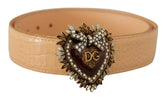 Dolce & Gabbana Beige Croc Pattern DEVOTION Heart DG Waist Buckle Belt -   -  Dolce & Gabbana.